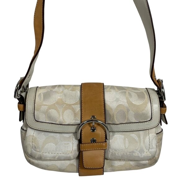 COACH Optic Signature Canvas + Leather 1852 SOHO Hamptons Shoulder Bag Y2K 2005 - Picture 1 of 15